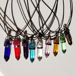 Corded Crystal Shape Pendant Necklace